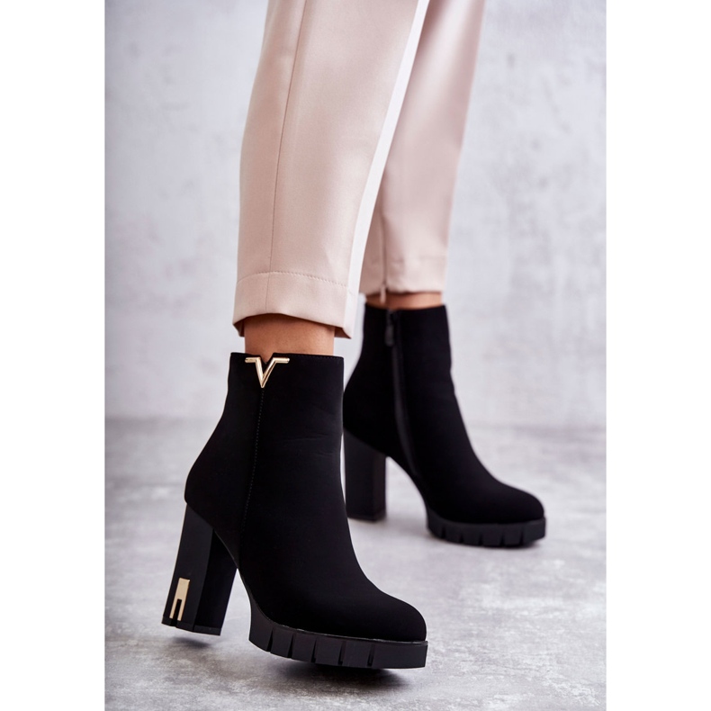 FB2 Bottes pour femmes à talons hauts avec décoration Teruko noire 1
