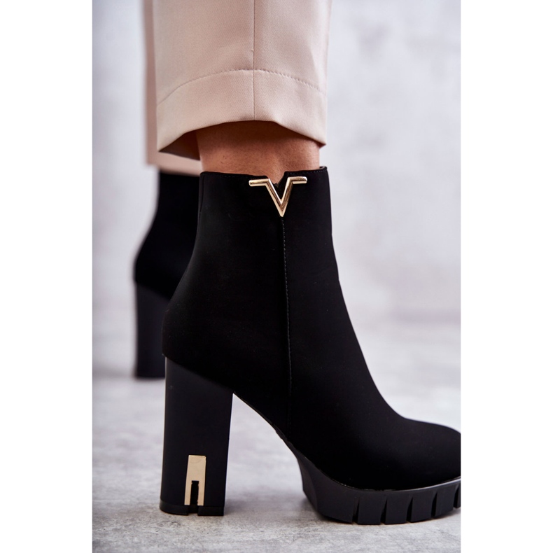 FB2 Bottes pour femmes à talons hauts avec décoration Teruko noire 2