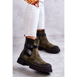 FE1 Bottes chaudes pour femmes Bottines Jodhpur avec ceinture Vert Jose 1