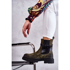 FE1 Bottes chaudes pour femmes Bottines Jodhpur avec ceinture Vert Jose 4