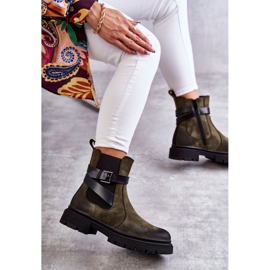 FE1 Bottes chaudes pour femmes Bottines Jodhpur avec ceinture Vert Jose 6