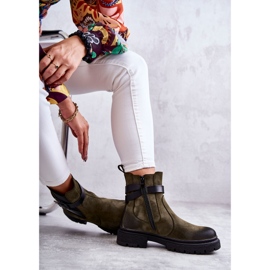 FE1 Bottes chaudes pour femmes Bottines Jodhpur avec ceinture Vert Jose 7