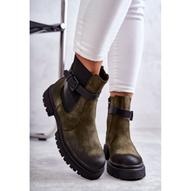 FE1 Bottes chaudes pour femmes Bottines Jodhpur avec ceinture Vert Jose 9
