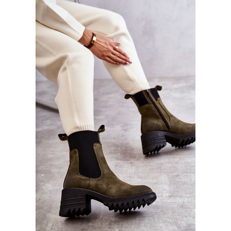 Bottes chaudes vertes pour femmes à talons hauts Abella 1