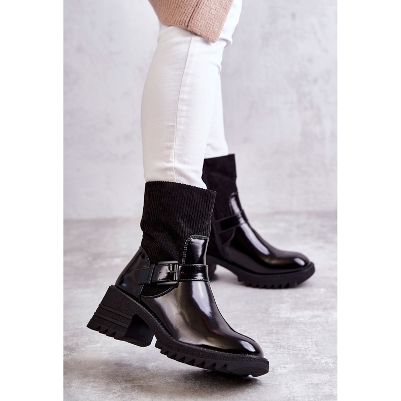 Bottines Femme Réchauffées Sur Un Talon Chunky Noir Marinela le noir 1