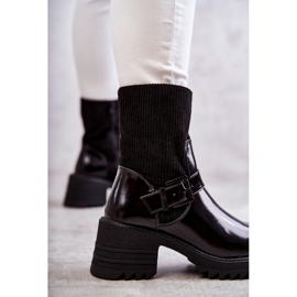 Bottines Femme Réchauffées Sur Un Talon Chunky Noir Marinela 2
