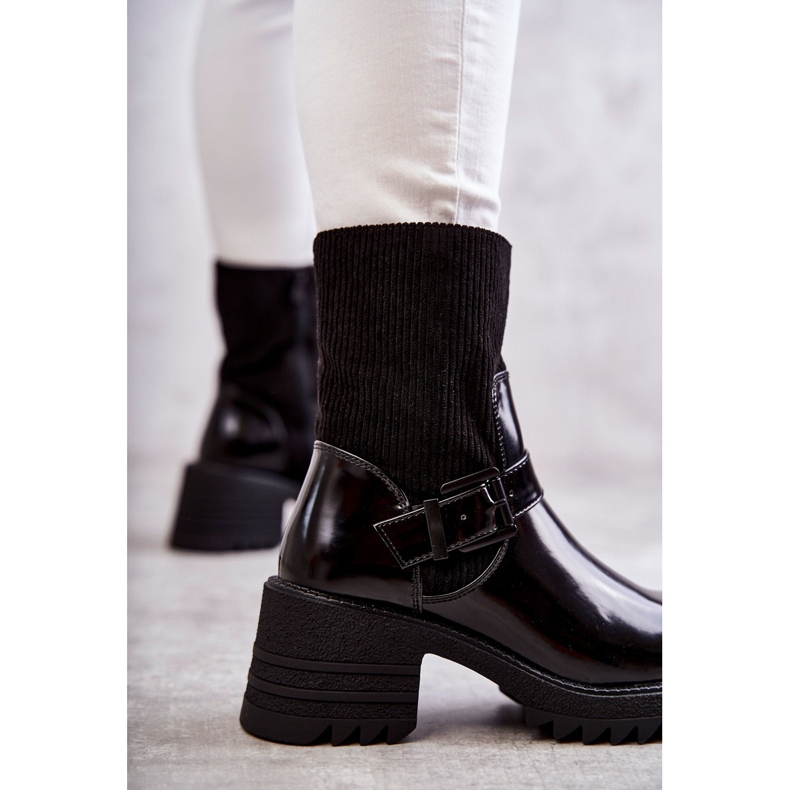 Bottines Femme Réchauffées Sur Un Talon Chunky Noir Marinela 2