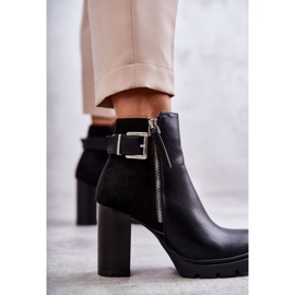 FE1 Bottes en éco-cuir à talon haut avec fermeture éclair décorative Rosita noire 2