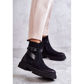 FE1 Bottes chaudes pour femmes Bottines Jodhpur avec ceinture Noir Jose le noir 1