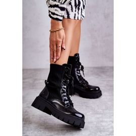FS1 Bottes Ouvrières Laquées Avec Chaussette Noires Abigail 2