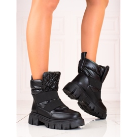 Bottes de neige Shelovet pour femmes sur une plate-forme noire épaisse le noir 1