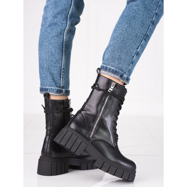 Travailleuses pour femmes Shelovet avec une fermeture éclair décorative sur la tige le noir 1