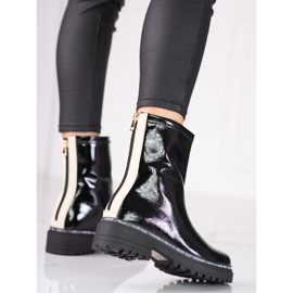Bottines en cuir verni pour femme par S. Barski noir 1