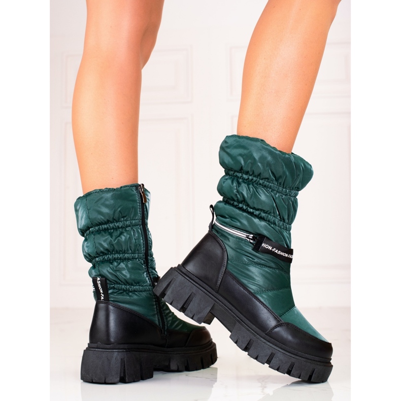 Bottes de neige Shelovet vertes pour femmes noir 1