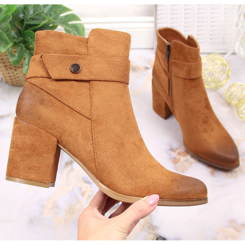 Bottines Laura La.Fi suède chaud femme camel brun 1