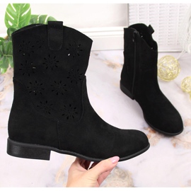 Santiags femme daim noir ajouré Jezzi JEZ368A le noir 1