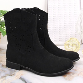 Santiags femme daim noir ajouré Jezzi JEZ368A le noir 3