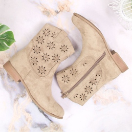 Santiags femme daim ajourées beige Jezzi JEZ368B 2