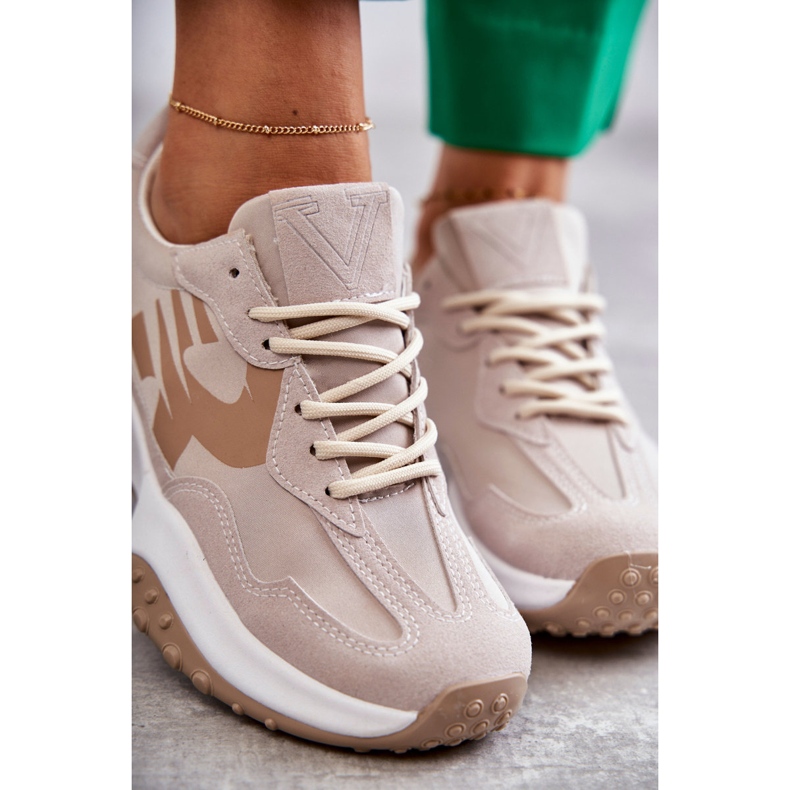 Vinceza Chaussures de sport à lacets beiges pour femmes brun 1 Vinceza Chaussures de sport à lacets beiges pour femmes brun 1