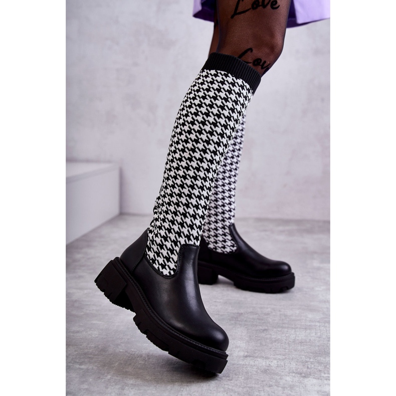 Bottes chaussettes femme Noir-Blanc Avira blanche 1