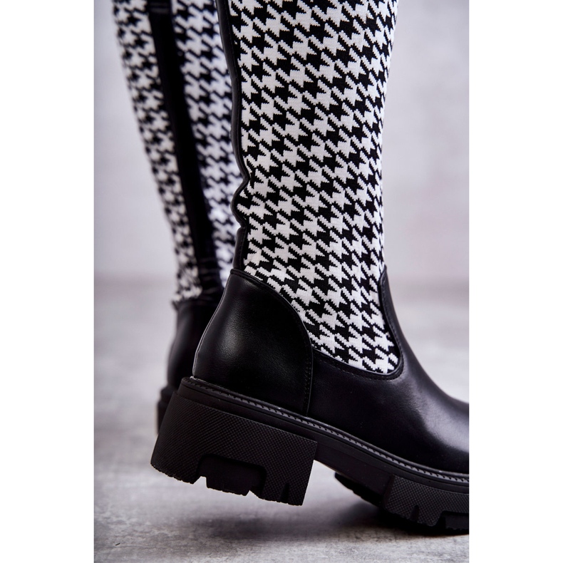 Bottes chaussettes femme Noir-Blanc Avira 2