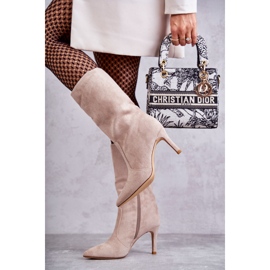 PS1 Bottes Talons Hauts Daim Beige Arison brun 5
