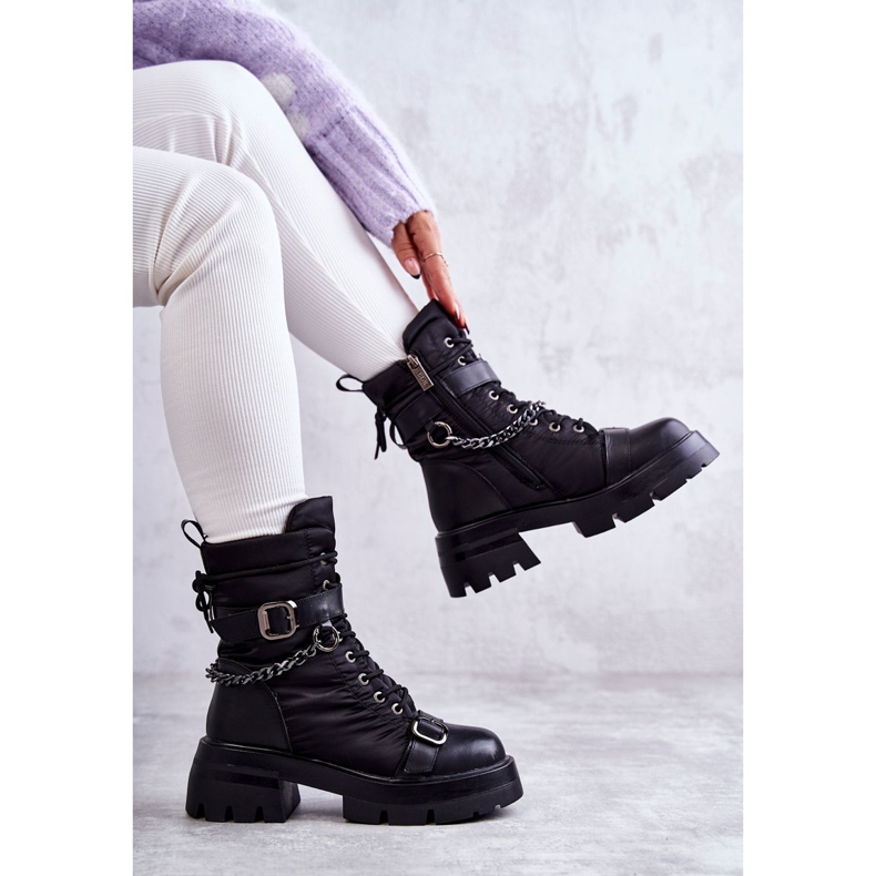 Bottes de Neige Femme Avec Chaîne GOE KK2N4018 Noir 1