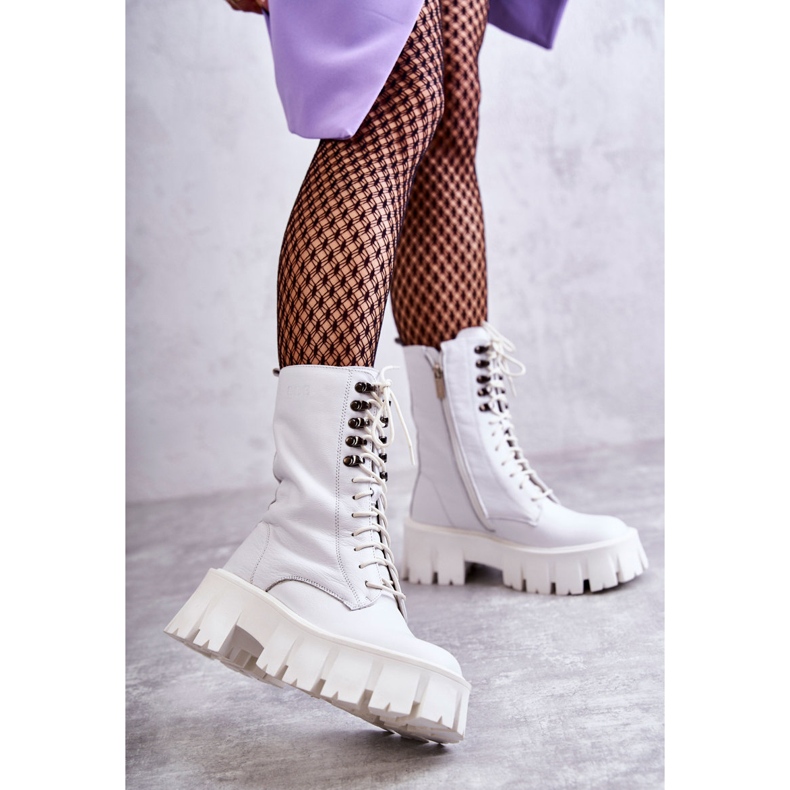 Bottes chaudes en cuir GOE KK2N4012 Blanc blanche 1