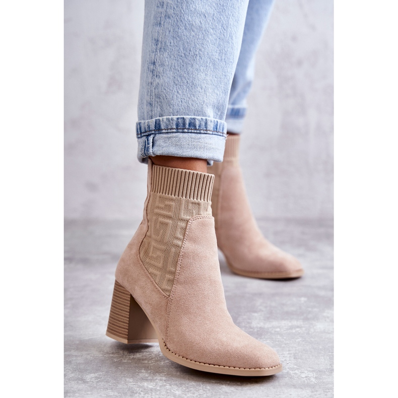 FE1 Bottes en daim pour femmes avec une chaussette Beige Montes 1