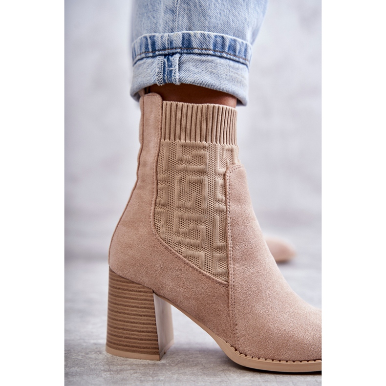 FE1 Bottes en daim pour femmes avec une chaussette Beige Montes 2