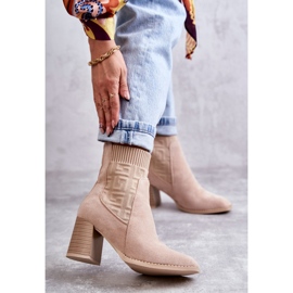 FE1 Bottes en daim pour femmes avec une chaussette Beige Montes 4