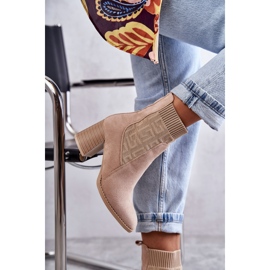 FE1 Bottes en daim pour femmes avec une chaussette Beige Montes 7
