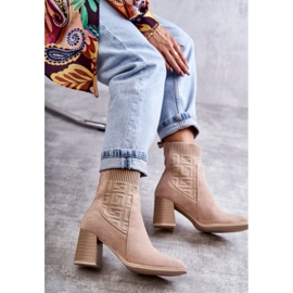 FE1 Bottes en daim pour femmes avec une chaussette Beige Montes 8