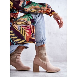 FE1 Bottes en daim pour femmes avec une chaussette Beige Montes 9