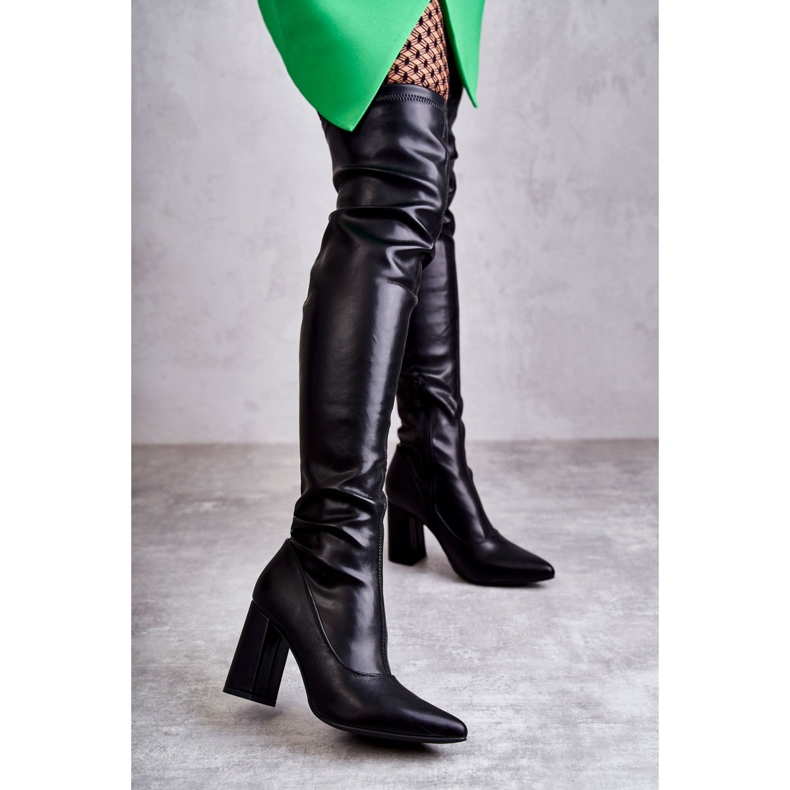 FS1 Bottes à Talons Hauts en Cuir Noir Casto le noir 1