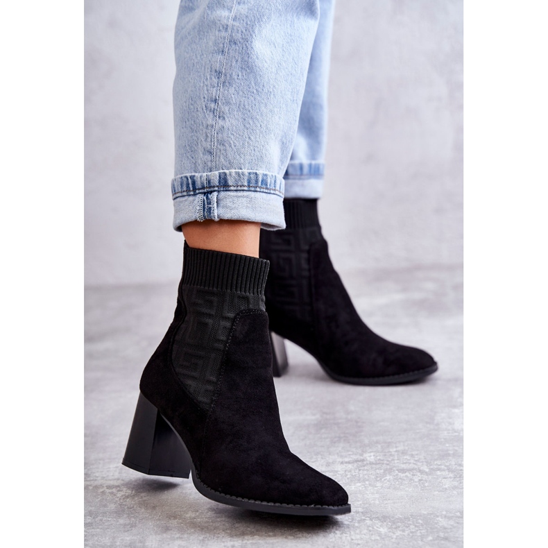 FE1 Bottes En Daim Pour Femmes Avec Une Chaussette Noir Montes 1