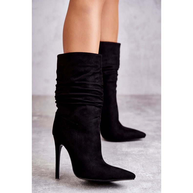 Bottes noires froissées pour femmes le noir 1