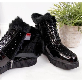 Bottes en cuir isolées en cuir noir Rieker 93312-00 sur la plate-forme le noir 9