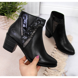 Bottes en cuir pour femmes sur le poteau noir Rieker Y2063-00 1