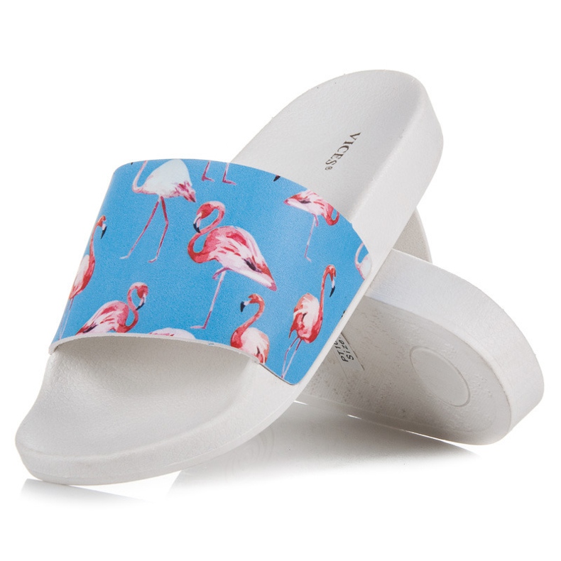 Vices Chaussons flamant rose bleu 1