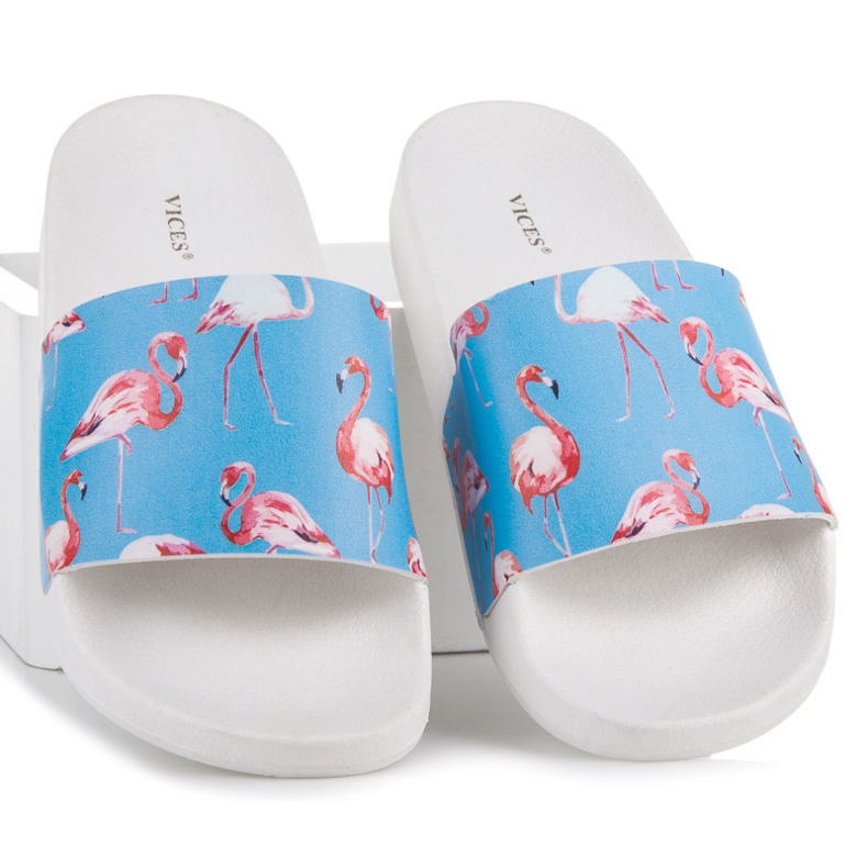 Vices Chaussons flamant rose bleu 2