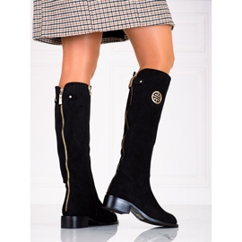 Bottes noires pour femmes avec une fermeture éclair Shelovet décorative 1