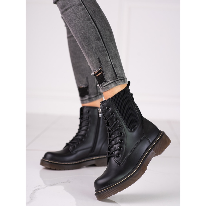 Bottes Shelovet Jodhpur pour femmes avec laçage le noir 2