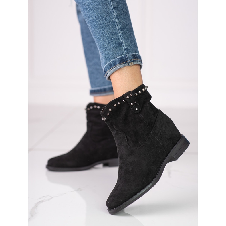 Bottes en daim pour femmes sur le coin Shelovet le noir 2