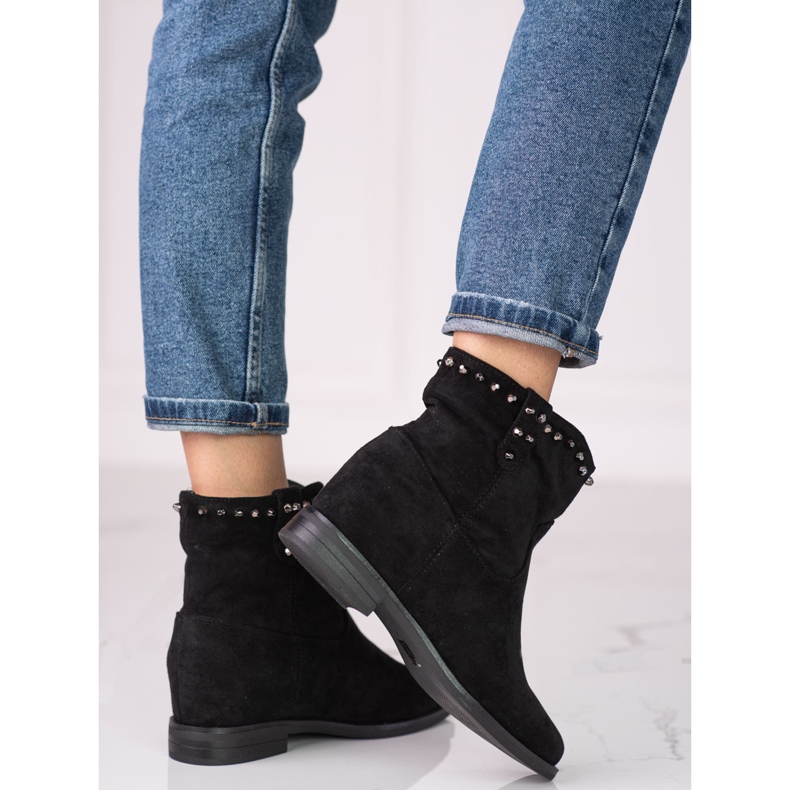 Bottes en daim pour femmes sur le coin Shelovet le noir 1