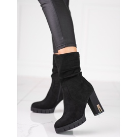 Bottes en daim Shelovet pour femmes sur un poteau haut noir 2