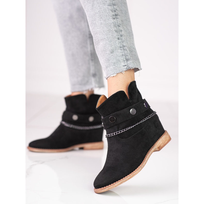 Bottes de cowboy en daim pour femmes sur un coin Shelovet noir le noir 1
