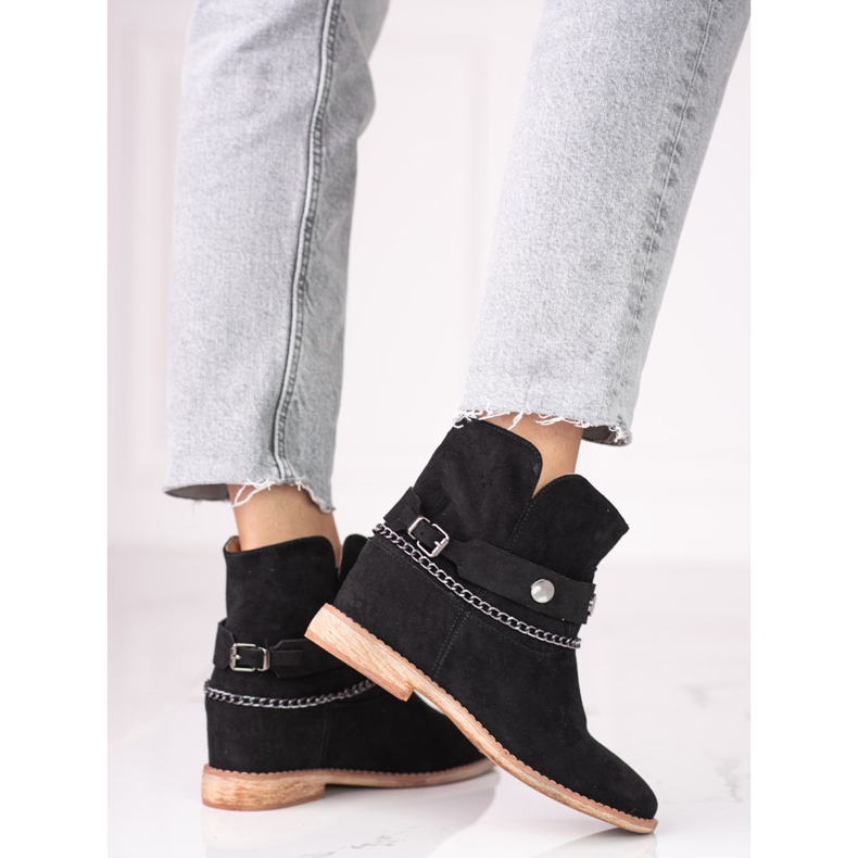 Bottes de cowboy en daim pour femmes sur un coin Shelovet noir le noir 2