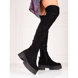 Cuissardes Shelovet pour femmes sur plateforme noire le noir 1 Cuissardes Shelovet pour femmes sur plateforme noire le noir 1