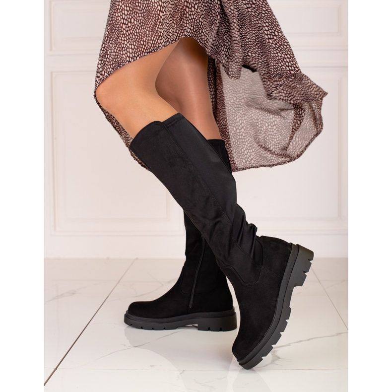 Bottes pour femmes Vinceza noires en daim écologique 1